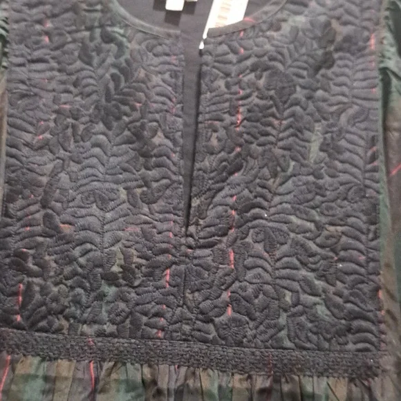 J Marie Katrina Midi Dress Size Dark Plaid Puff Sleeve Modest Xmas Christmas - Picture 6 of 10